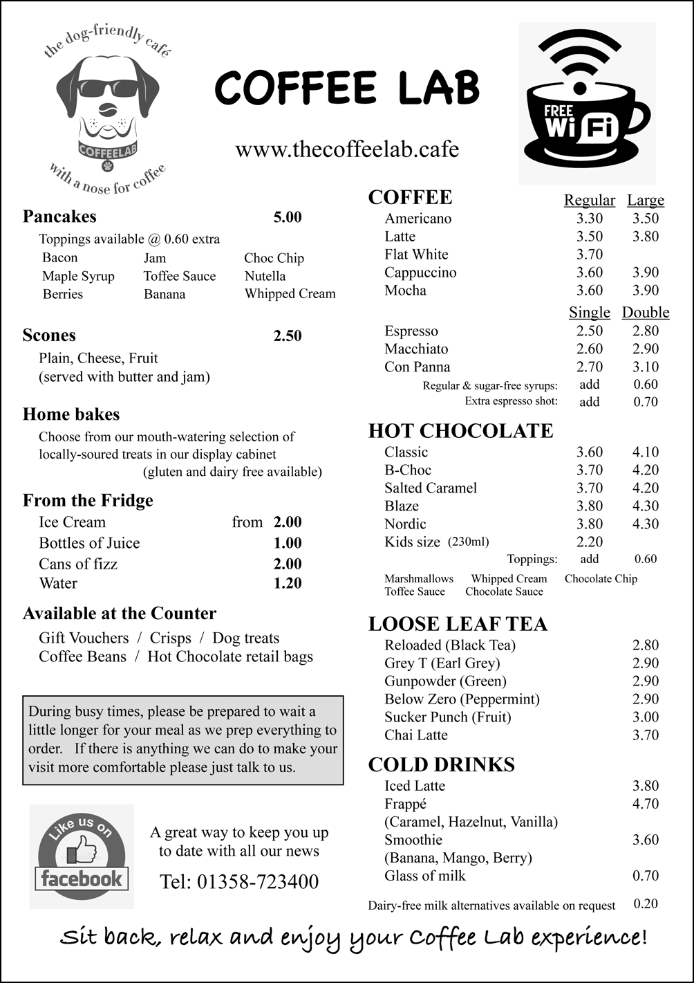 Coffee Lab menu